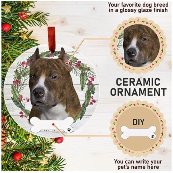 Pit Bull Christmas Tree Ornament- NEW- DIY Personalize it! - Picture 3 of 6